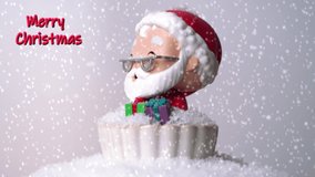 merry christmas.Christmas concept.santa claus under a snowfall.video for christmas greetings.Christmas decoration.Happy holidays