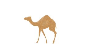 Walking camel animation.
Animated brush strokes. Lose paint animation of a camel silhouette on white background. Looped (cycled) video fragment.
