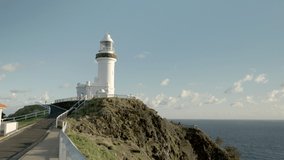 a spring morning clip of the historic lighthouse at byron bay in northern nsw, australia