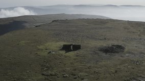 Aerial footage of a valley in the Yorkshire Dales. (Ingleborough)