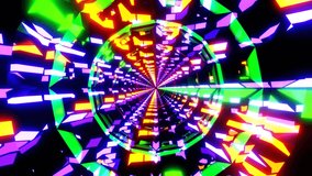 4K loop 3D animation. Abstract neon lines move in space. Seamless VJ loop for music videos, night clubs, audiovisual show and performance, LED screens and projection mapping