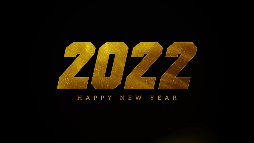 Happy New Year 2022 golden shining particles opener on black background new year resolution concept. Golden shining 2022 typography.  | Shutterstock HD Video #1083449989