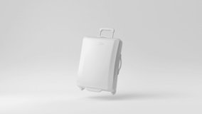 Creative minimal paper idea. Concept white luggage with white background. 3d render, 3d illustration.
