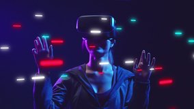 Metaverse VR virtual reality game playing, woman play metaverse virtual digital world technology game control with VR goggle future digital technology - Powered by Shutterstock - Get 15% off with code: PIKWIZARD15