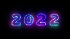 2022 Glow Neon Sign on black background. Bright Multicolor Digits. Happy new year or Christmas decoration. 2022 neon text background. - Powered by Shutterstock - Get 15% off with code: PIKWIZARD15