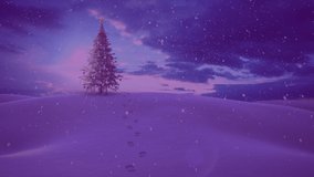 Animation of strings of glowing christmas fairy lights and christmas tree. christmas, tradition and celebration concept digitally generated video.