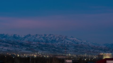 Morning timelapse in Bishkek Kyrgyzstan