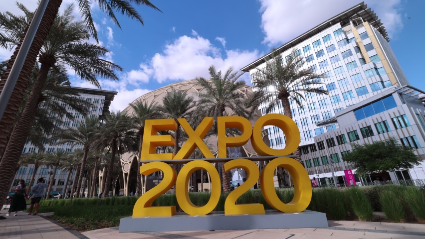 Timelaps EXPO 2020 with Clouds Moving  4K Video | Shutterstock HD Video #1083468754