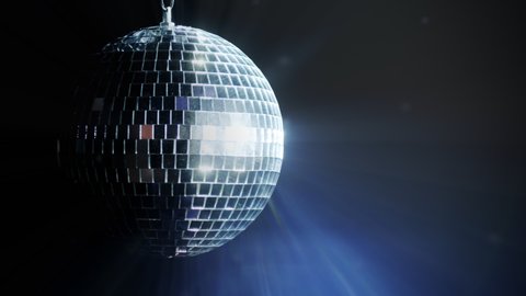 Disco Ball Mirrors Spin PAL. the ball spins and sparkles as it spins in a perfect loop. Loops smoothly. Disco mirror ball in the center of the smoke.