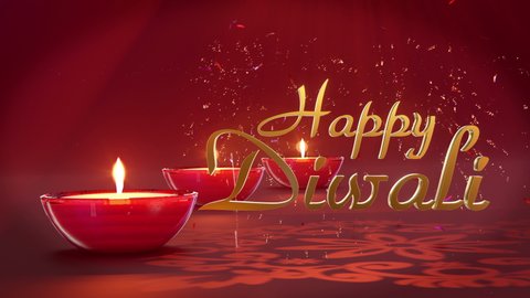 Happy Diwali festival greeting card for Hindu festival Diwali Loop background 3d render 4k animation. Diwali festival celebration in India. Wishes, Events, Message, holiday. 