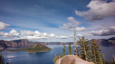 Time lapse - Beautiful Clouds over the mountain range in Crater Lake