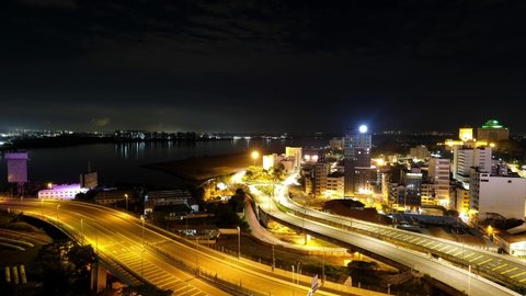 Johor, Malaysia-November 2, 2021 : Timelapse Johor Bahru City at night