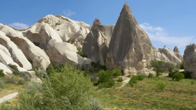 4k video footage of amazing unusual landscape of turkish Cappadocia. Famous national park of Turkey