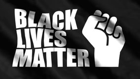 BLM flag waving in the wind. Black lives matter symbol.