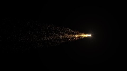4k Gold particles Trail. Xmas Motion Background. Golden glitter particle. Isolated on black. Animated Overlay. 2022 New Year. Magic Trace