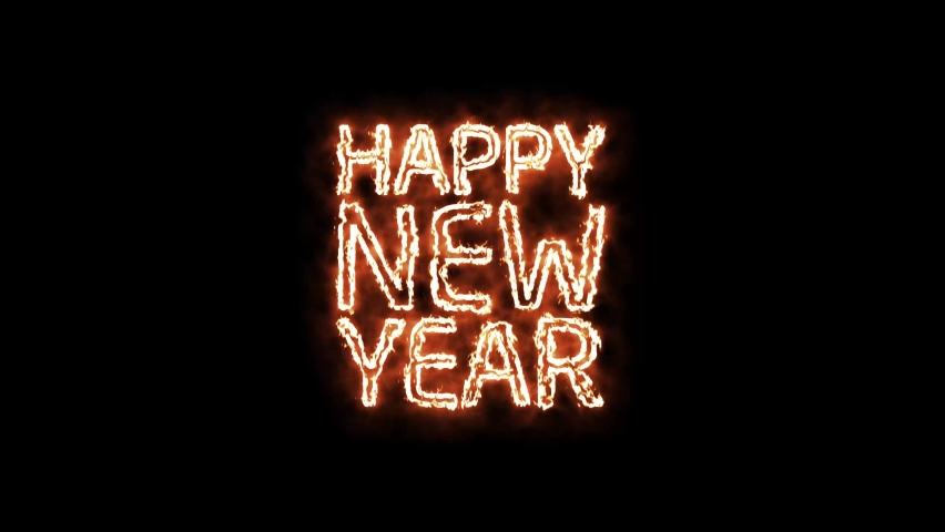 Happy new year 2022 neon animation. Fiery happy new year text on black background.  New Year background. | Shutterstock HD Video #1083502753
