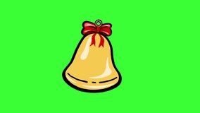 4K Video of Rotating Christmas Bell Isolated on Green chroma Key Background Hand Drawn Vintage Retro style Bell with red satin ribbon bow. Santa Claus ringing bell ready for using in different designs - Powered by Shutterstock - Get 15% off with code: PIKWIZARD15