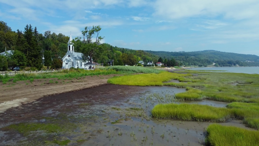 Historic Church Building in Saint-Joseph-de-la-Rive, Quebec - Aerial