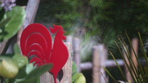 Rooster sign in the garden