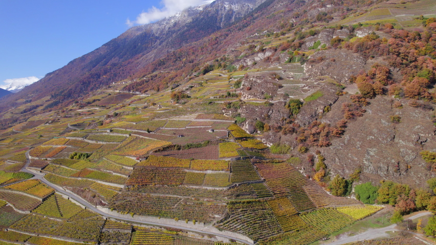 The Valais Wine Region in Switzerland Aerial View