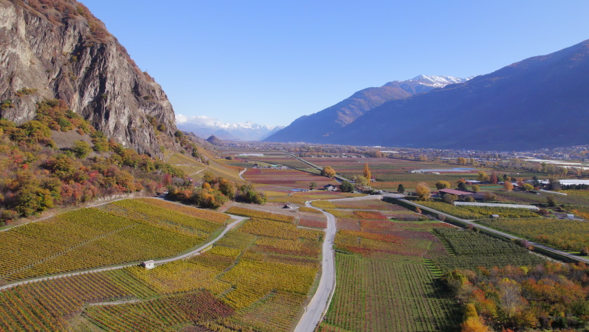 The Valais Wine Region in Switzerland Aerial View