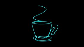 Coffee Cup With Line Animation, Linear Animation of Shape Coffee Cup