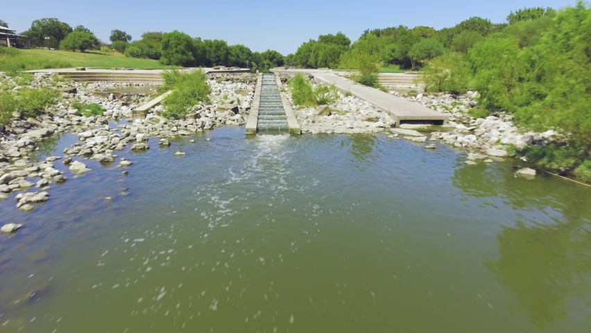 The beautiful San Antonio River Mission Reach on in Autumn afternoon