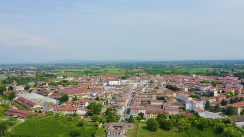 Palmanova, Udine, Italy. An exemplary fortification project of its time was laid down in 1593, Aerial View Hyperlapse
