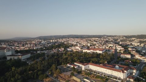 Aerial view of Portugal Coimbra city, Portuguese landscape tourism destination