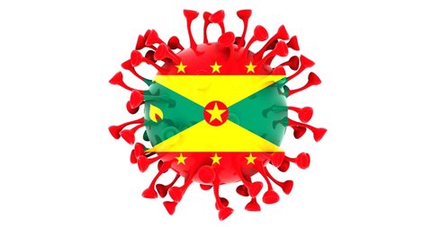 Flag of Grenada on Seamless looping 3D animation of the covid-19 Corona Virus 4K UHD 60FPS