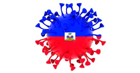 Flag of Haiti on Seamless looping 3D animation of the covid-19 Corona Virus 4K UHD 60FPS