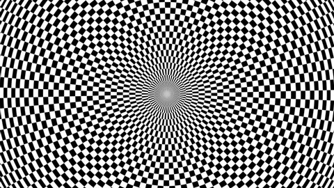 Hypnotic Black and White Checkerboard Spiral Optical Illusion Pattern - 4K Seamless VJ Loop Motion Background Animation