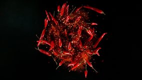 Super Slow Motion Shot of Rotating Red Chilli Peppers with Powder, Filmed on High Speed Cinematic Camera at 1000 fps. - Powered by Shutterstock - Get 15% off with code: PIKWIZARD15