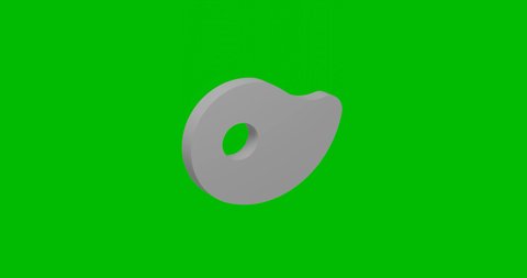 Animation of rotation of a white steak symbol with shadow. Simple and complex rotation. Seamless looped 4k animation on green chroma key background