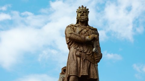 STIRLING, circa 2021 - The Robert the Bruce statue at Stirling Castle,  one of the largest and most important castles in Scotland, UK
