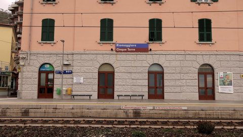 Riomaggiore Train Station in Cinque Terre - CINQUE TERRE, ITALY - NOVEMBER 27, 2021 - video clip