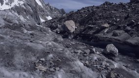 Melting high altitude glacier. Drone video. Karakoram. Pakistan.