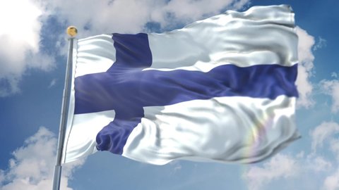 Amazing loopable Finland flag is waving on slow motion. Long version