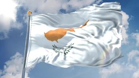 Amazing loopable Cyprus flag is waving on slow motion. Long version
