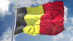 Amazing loopable Belgium flag is waving on slow motion. Long version