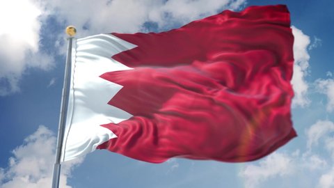 Amazing loopable Bahrain flag is waving on slow motion. Long version