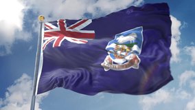 Amazing loopable Falkland Islands flag is waving on slow motion. Long version