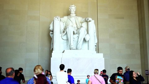Washington USA 2nd Oct. 2021 : Statue of Abraham Lincoln; It is a colossal seated figure of the 16th President of the United States Abraham Lincoln (1809–1865).