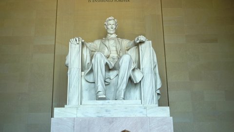 Washington USA 2nd Oct. 2021 : Statue of Abraham Lincoln; It is a colossal seated figure of the 16th President of the United States Abraham Lincoln (1809–1865).