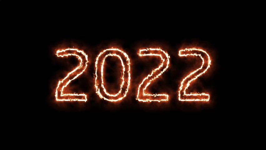 Happy new year 2022 neon animation. Fiery number 2022 text on black background.  New Year background. | Shutterstock HD Video #1083619441