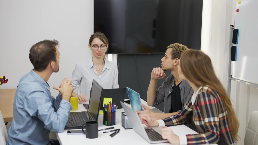 Team at office celebrationg successful work