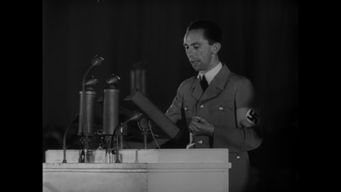 CIRCA 1940s - Nazi propaganda minister Joseph Goebbels gives a speech.