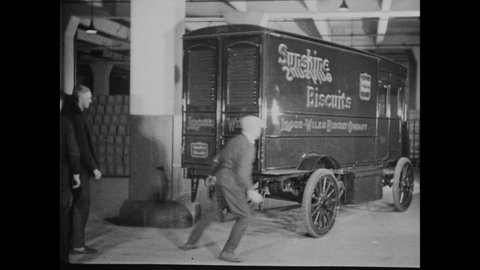 CIRCA 1926 - Myriad food companies use trucks powered by Edison batteries.