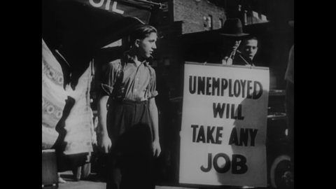 CIRCA 1936 - Factory workers lose their jobs during the Great Depression.