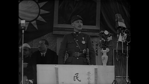 CIRCA 1930s - Chiang Kai-Shek oversees a National Revolutionary Army parade.